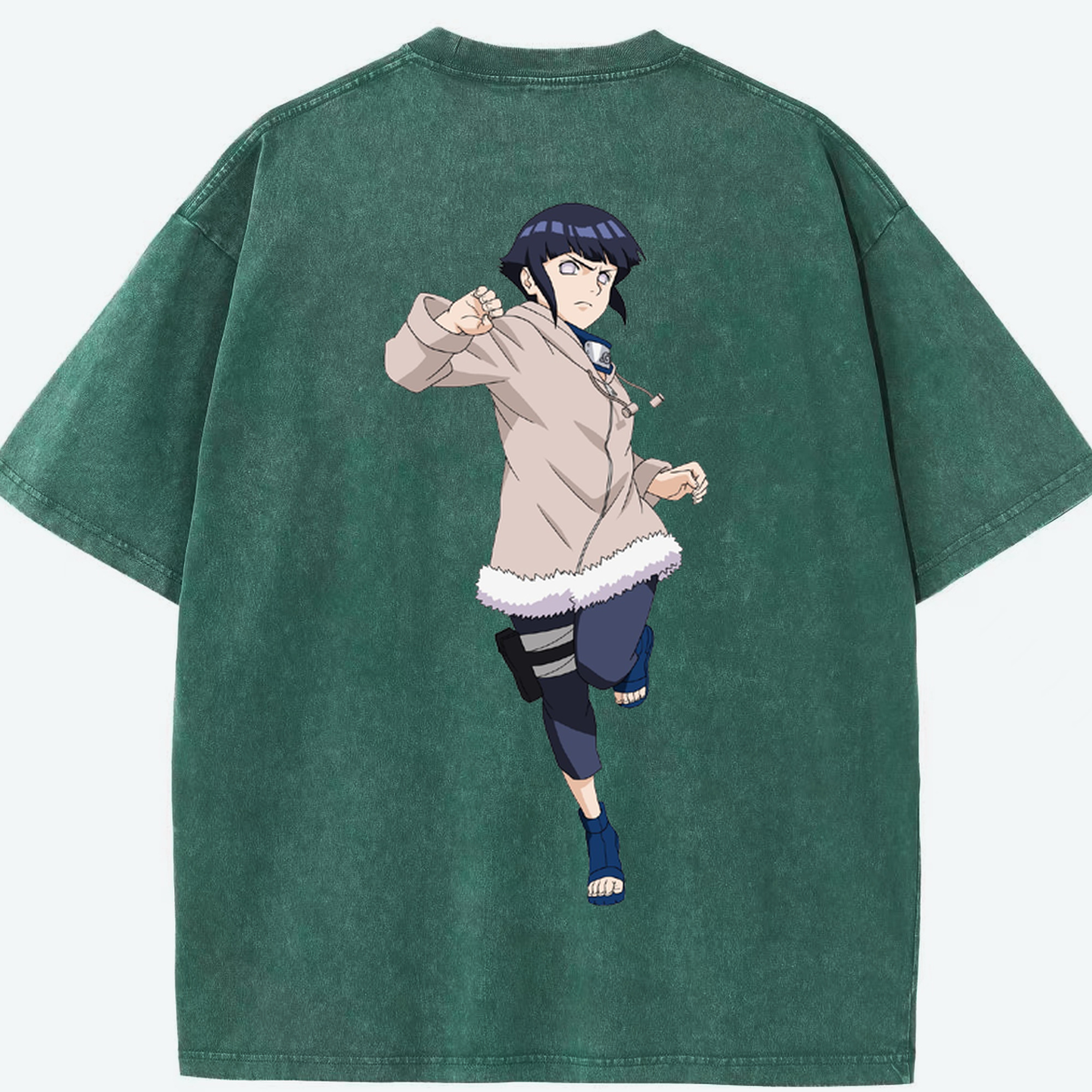 （画像用） NARUTO -ナルト- 日向ヒナタ Hyūga Hinata 綿100% ヴィンテージ風 半袖Tシャツ（背面プリント）